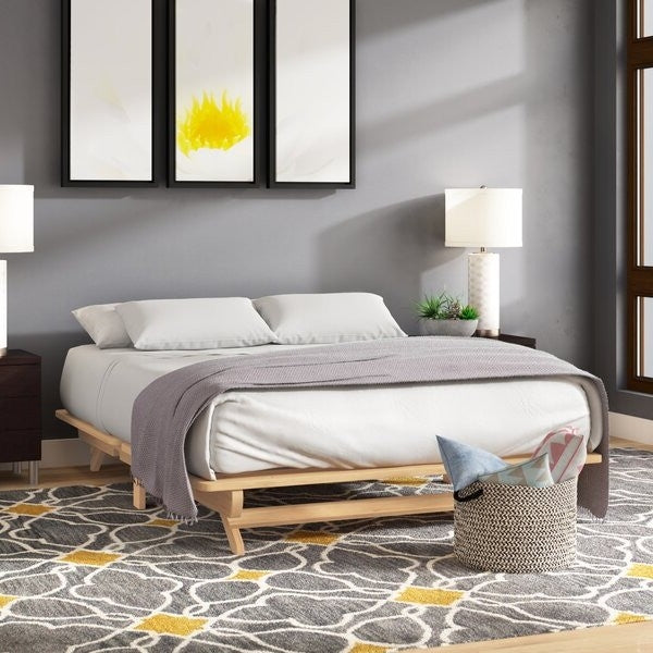 Cama de plataforma de madera maciza tamaño matrimonial estilo rústico hecha en EE. UU.