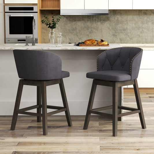 Counter Height Fabric Upholstered Bar Stools Set of 2-Gray - Tampa Home & Garden Store