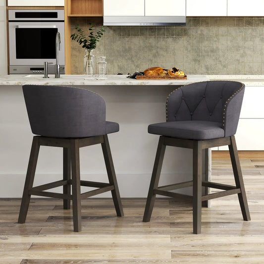 Counter Height Fabric Upholstered Bar Stools Set of 2-Gray - Tampa Home & Garden Store