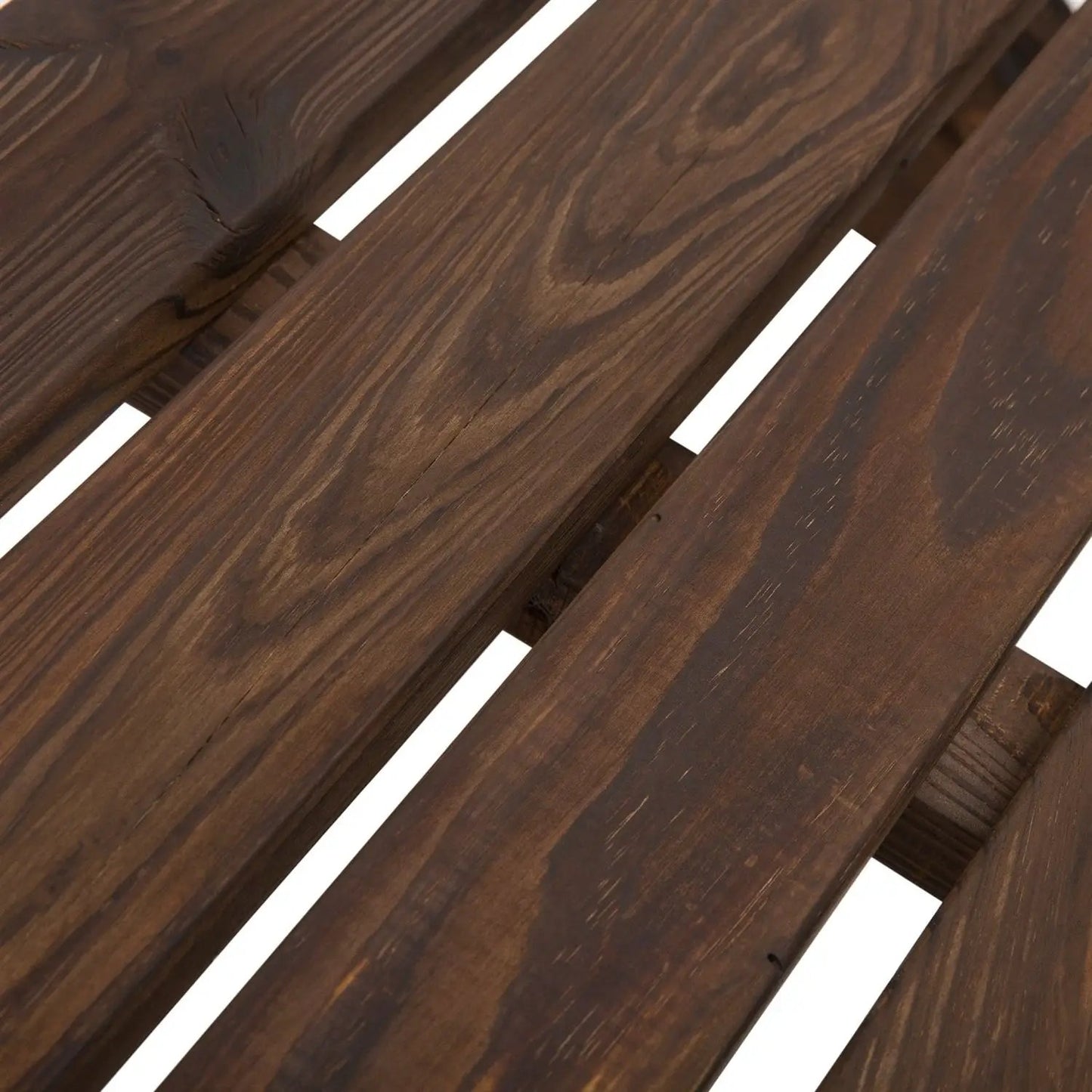 FarmHome Rustic Fir Wood Wheel Garden Bench dark brown slatted outdoor seating on Tampa Home & Garden Store