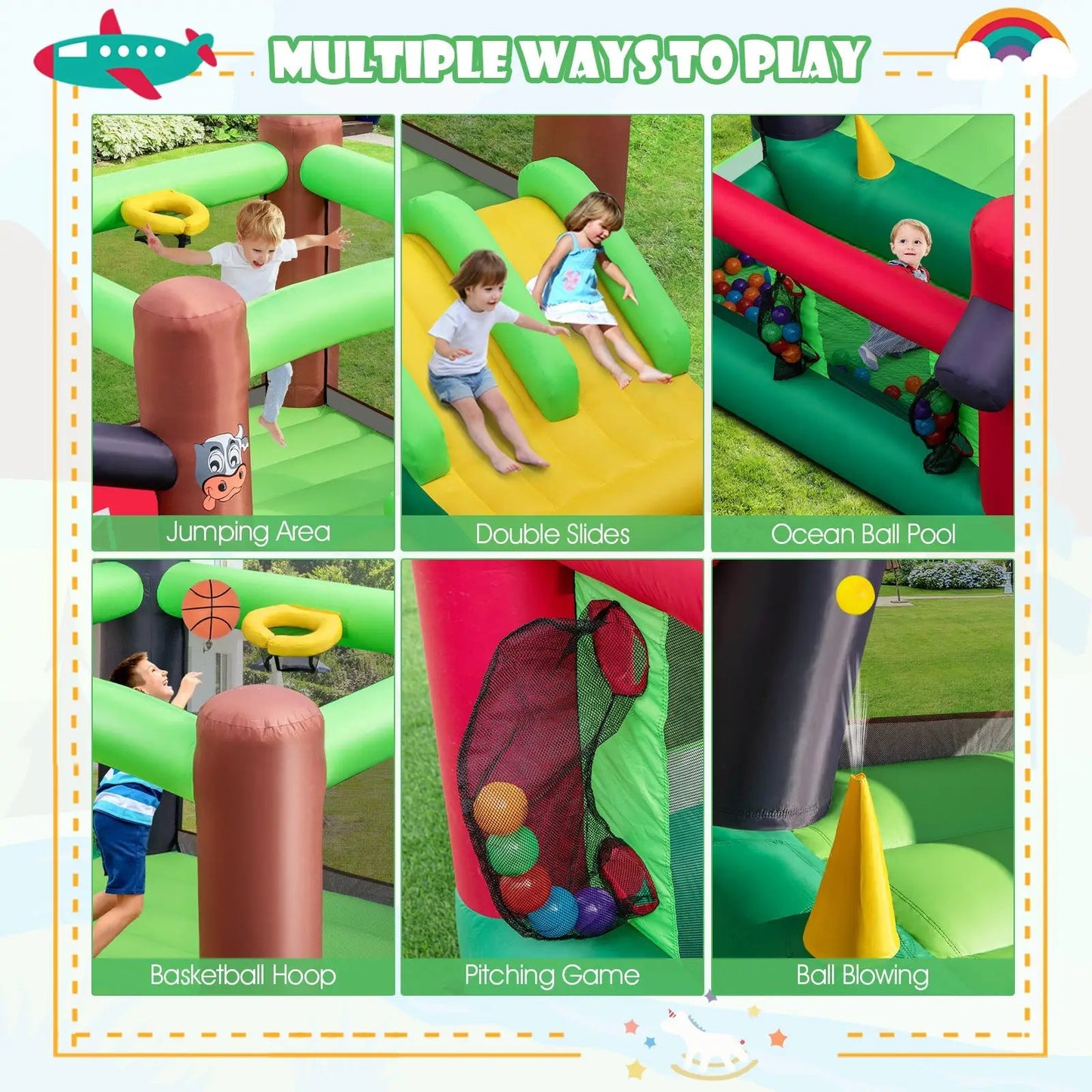 6-in-1 Inflatable Bounce House with Double Slides DirectDeals jumping area, ball pool on Tampa Home & Garden Store