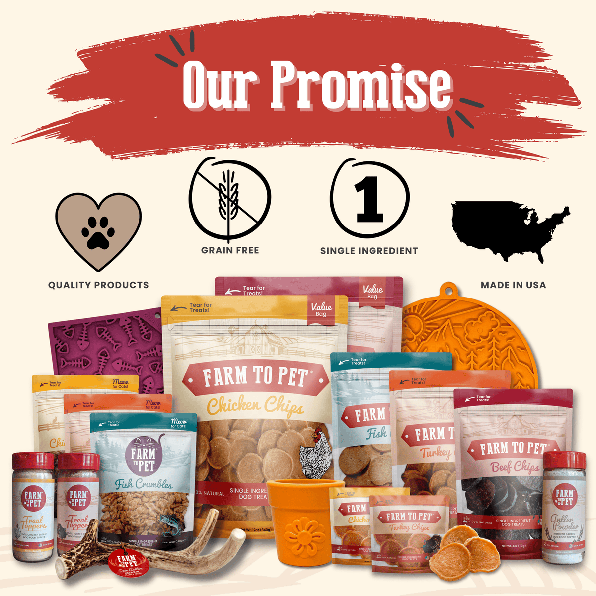 Chicken Chips for Dogs all-natural single-ingredient dog treats by Farm To Pet, packaging on Tampa Home & Garden Store