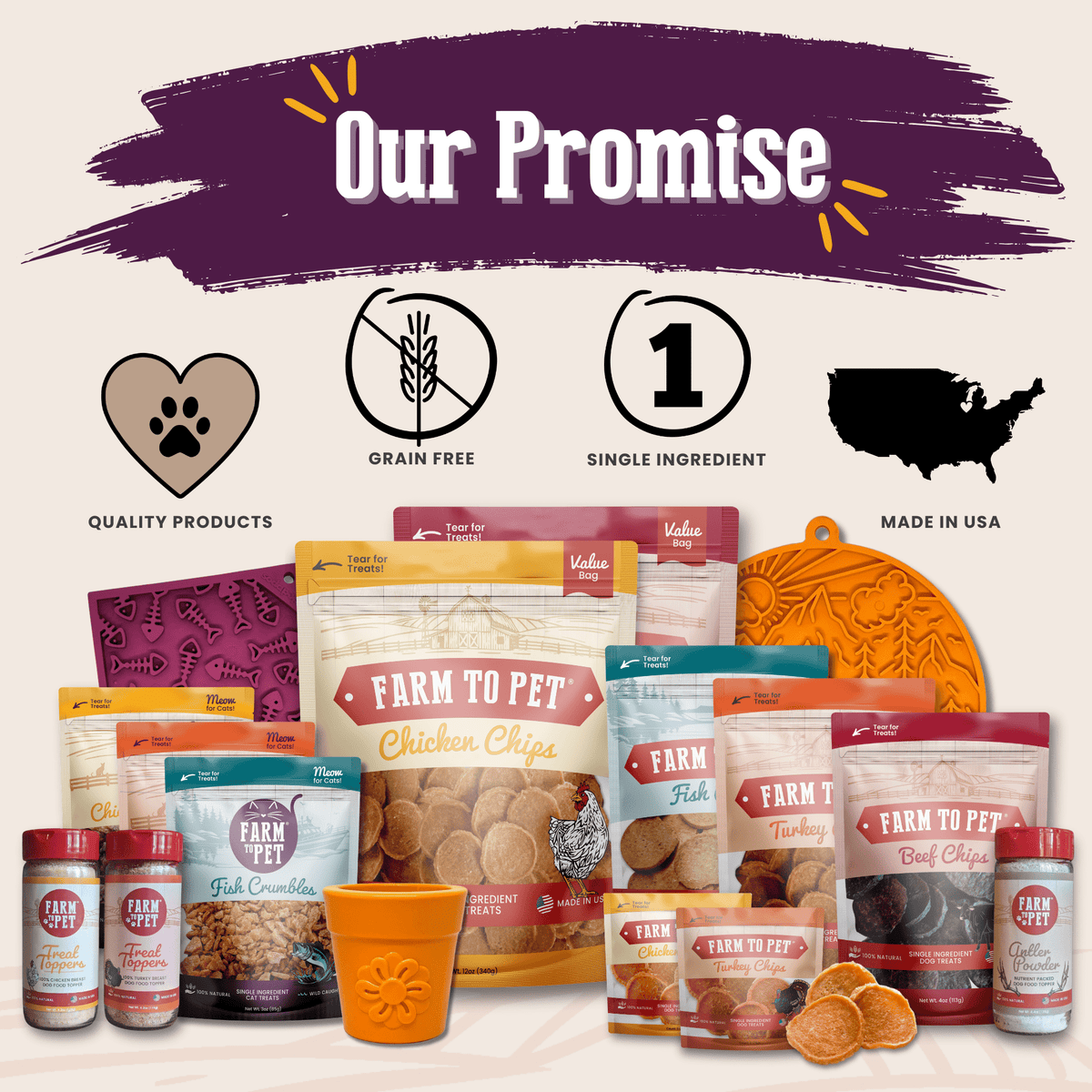 Turkey Crumbles for Cats grain-free cat treats by Farm To Pet collage display on Tampa Home & Garden Store