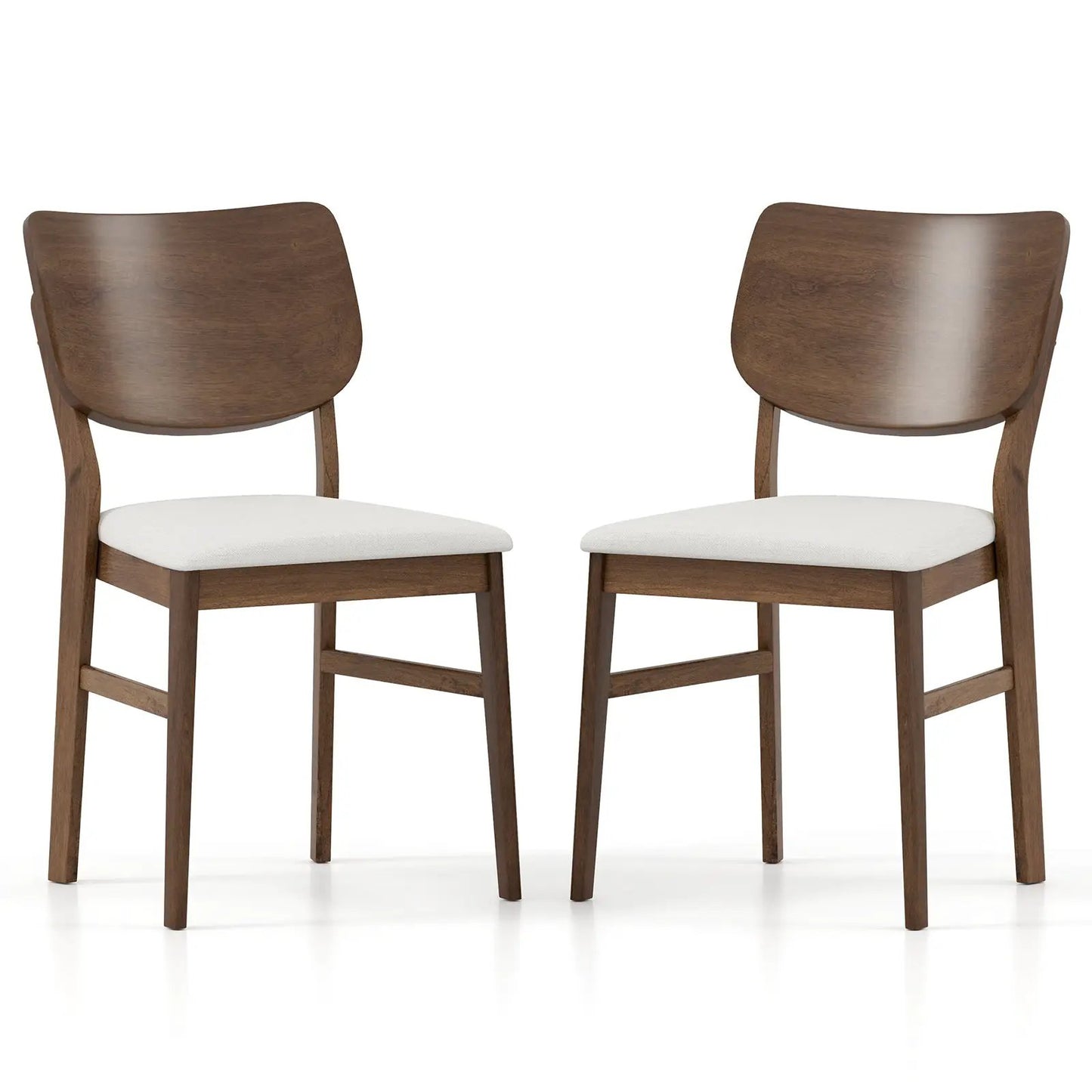 Farmhouse upholstered kitchen chairs set of 2, brown wood with white cushions DirectDeals on Tampa Home & Garden Store