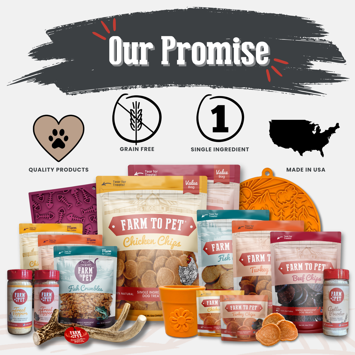 Deer Antler Dog Chews by Farm To Pet, organic dog treats collage on Tampa Home & Garden Store