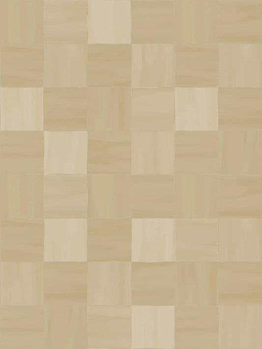 Zellige Tan Wallpaper with tan Moroccan tile checker pattern by Samantha Santana Creative on Tampa Home & Garden Store
