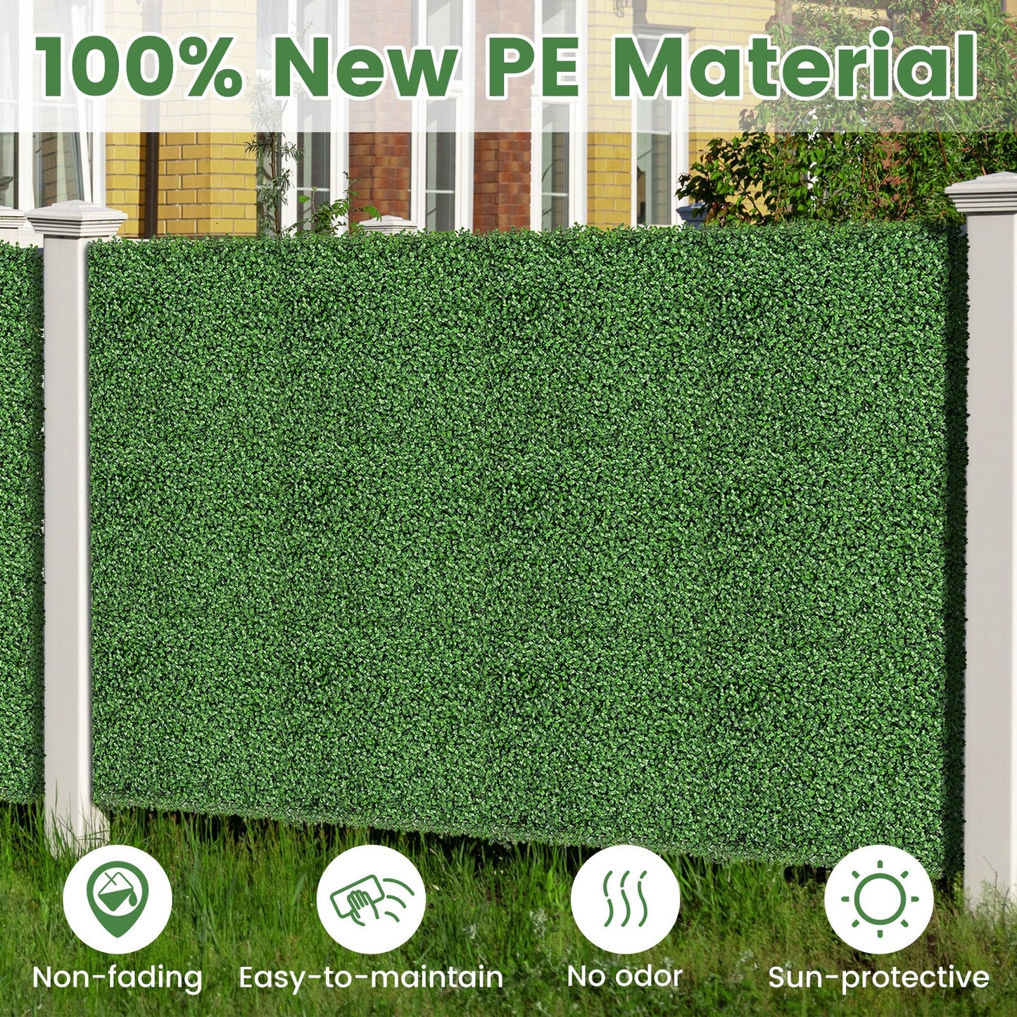 12 paneles de pared de boj artificial de 20 x 20 pulgadas con ramas insertables