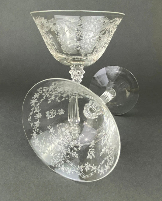 Fenton Champagne Stemware, Tall Sherbet Crystal Glasses. Romance by Fenton. Set of 6 Vintage Stemware. Fine Crystal. - Tampa Home & Garden Store