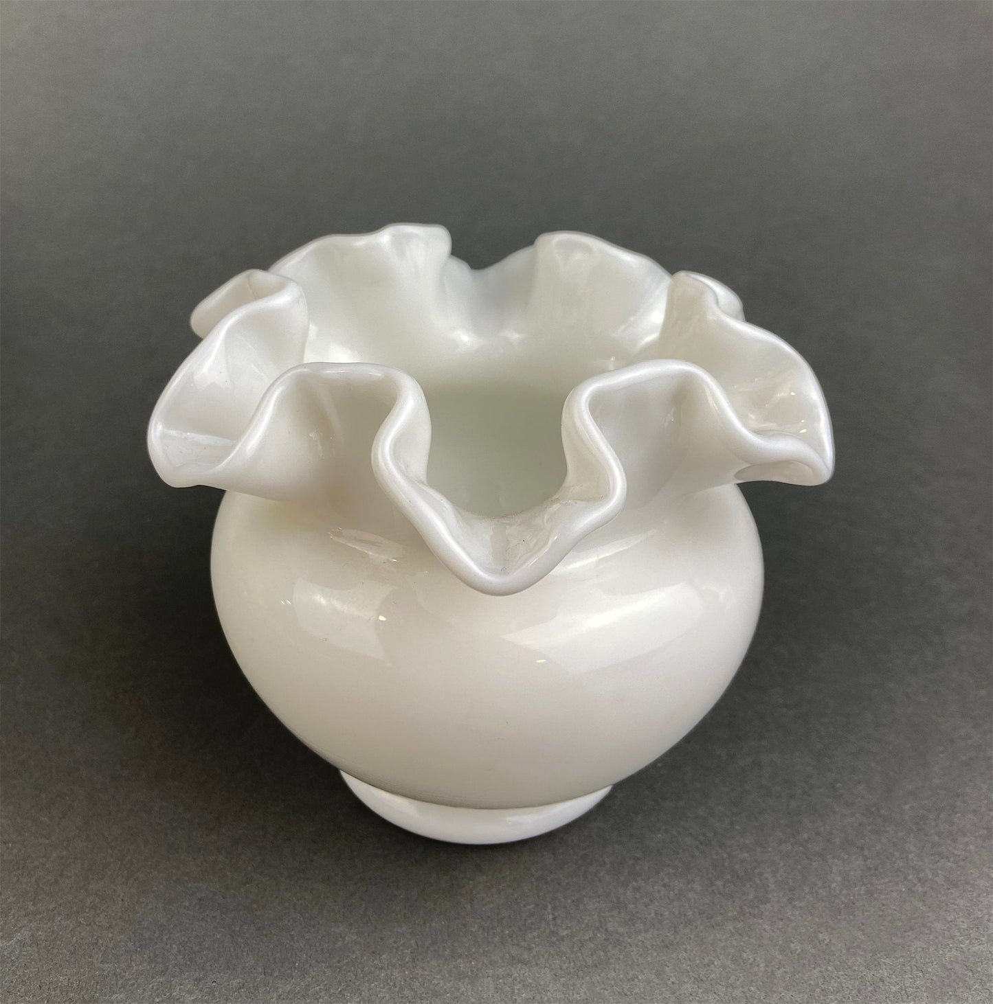 Fenton Milk Glass Vase. Vase with Embossed Wild Flowers and Ruffled Edge. White Bedroom Decor. Collectible Milk Glass. - Tampa Home & Garden Store