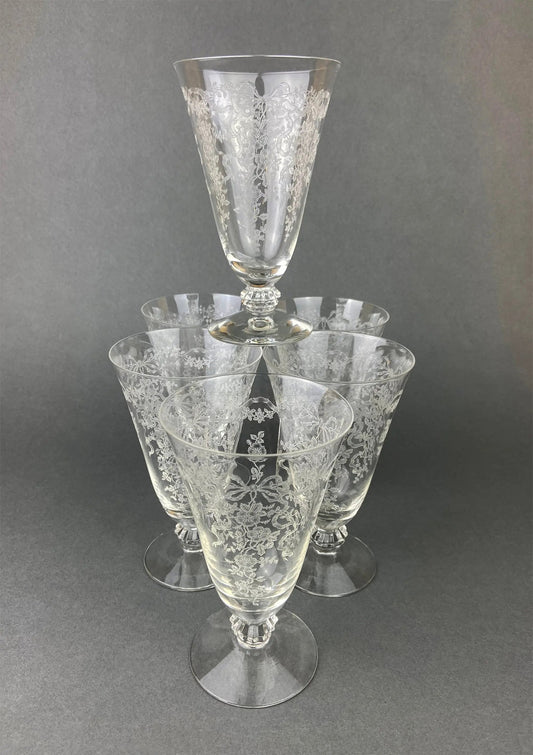 Fenton Water or Ice Tea Crystal Goblets. Romance by Fenton Glasses. Set of 6 Vintage Stemware - Tampa Home & Garden Store