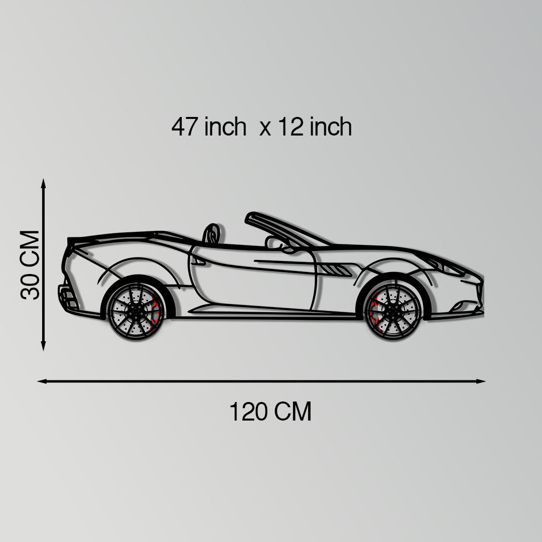 Ferrari California Metal Car Wall Art with Rotating Wheels - Italian V8 Grand Tourer Silhouette - Interactive Automotive Wall Decor - KAFMEKA130 - Tampa Home & Garden Store