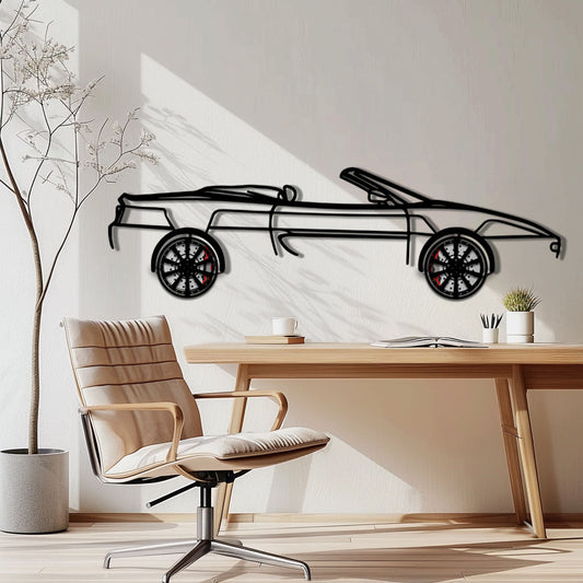 Ferrari F355 Spider Metal Car Wall Art with Rotating Wheels - Classic Italian Convertible Silhouette - Interactive Automotive Decor - KAFMEKA131 - Tampa Home & Garden Store