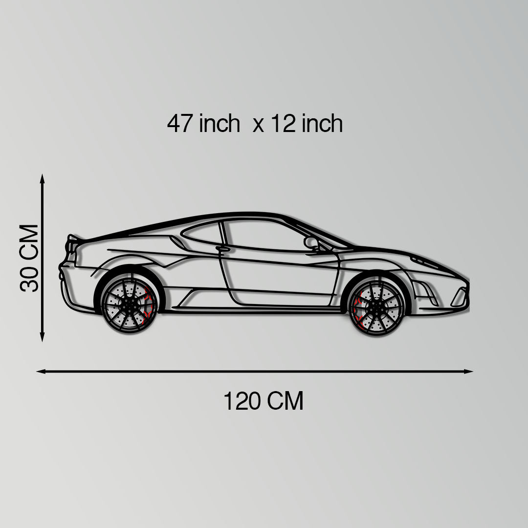 Ferrari F430 Scuderia Metal Car Wall Art with Rotating Wheels - Track-Focused V8 Silhouette - Interactive Automotive Wall Art - KAFMEKA133 - Tampa Home & Garden Store