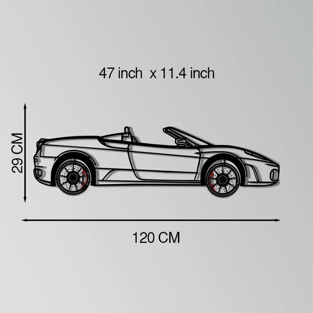 Ferrari F430 Spider metal wall art with rotating wheels silhouette by Enova Art on Tampa Home & Garden Store