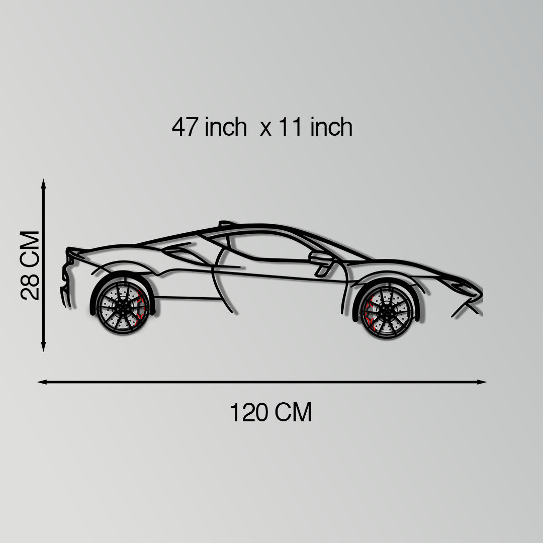 Ferrari SF90 Stradale Metal Car Wall Art with Rotating Wheels - Hybrid Hypercar Silhouette - Interactive Automotive Wall Decor - KAFMEKA135 - Tampa Home & Garden Store