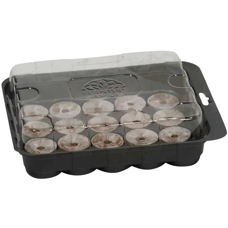 Fiber Grow Greenhouse Kit 20 Pellet peat starter tray in black plastic with clear lid on Tampa Home & Garden Store