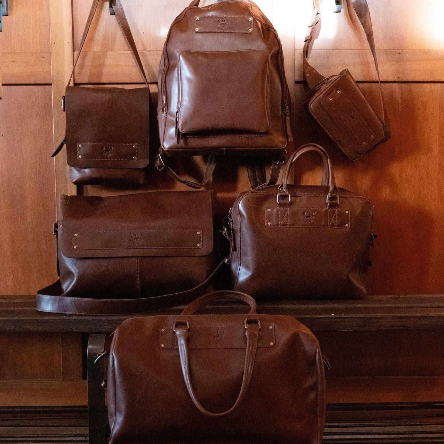 The Field Crossbody bag by Will Leather Goods, brown leather crossbody with six other Will bags on Tampa Home & Garden Store