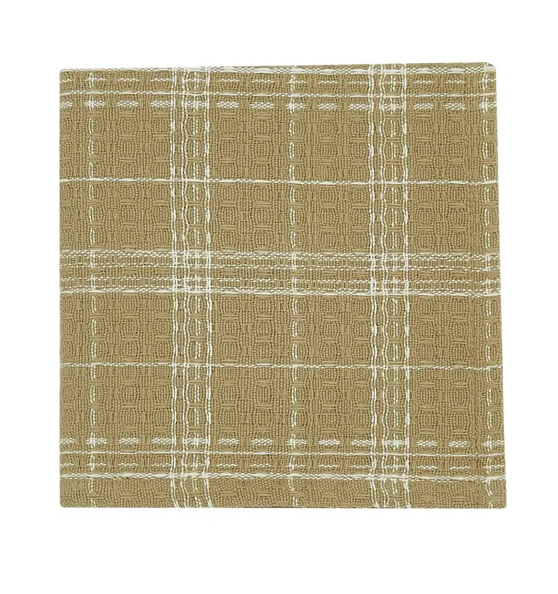Fieldstone Plaid Cream Dishcloth by The Country Christmas Loft, cream plaid kitchen towel on Tampa Home & Garden Store