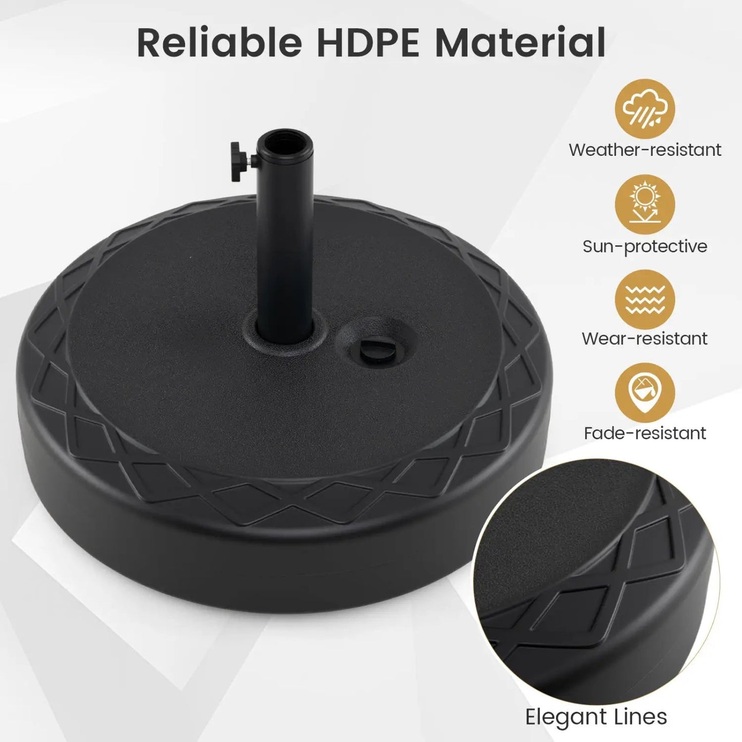 Fillable umbrella base 90 lbs heavy-duty sand-filled black DirectDeals outdoor base on Tampa Home & Garden Store