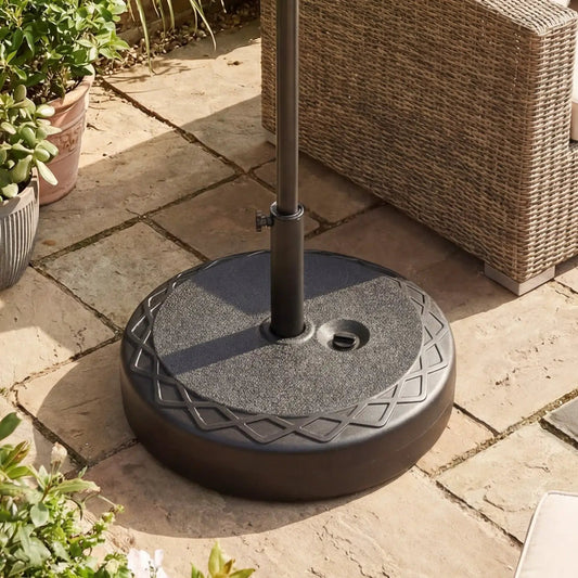 DirectDeals 90 lb fillable umbrella base, black round sand-filled stand for outdoor umbrellas on Tampa Home & Garden Store