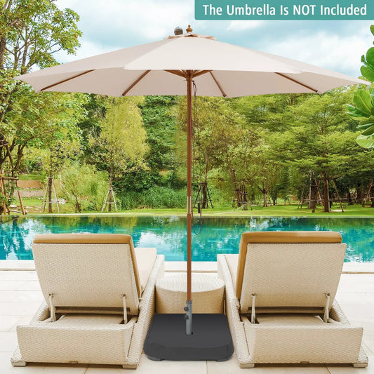 Fillable Umbrella Base with Sandbags by DirectDeals, dark gray plastic base for patio use on Tampa Home & Garden Store