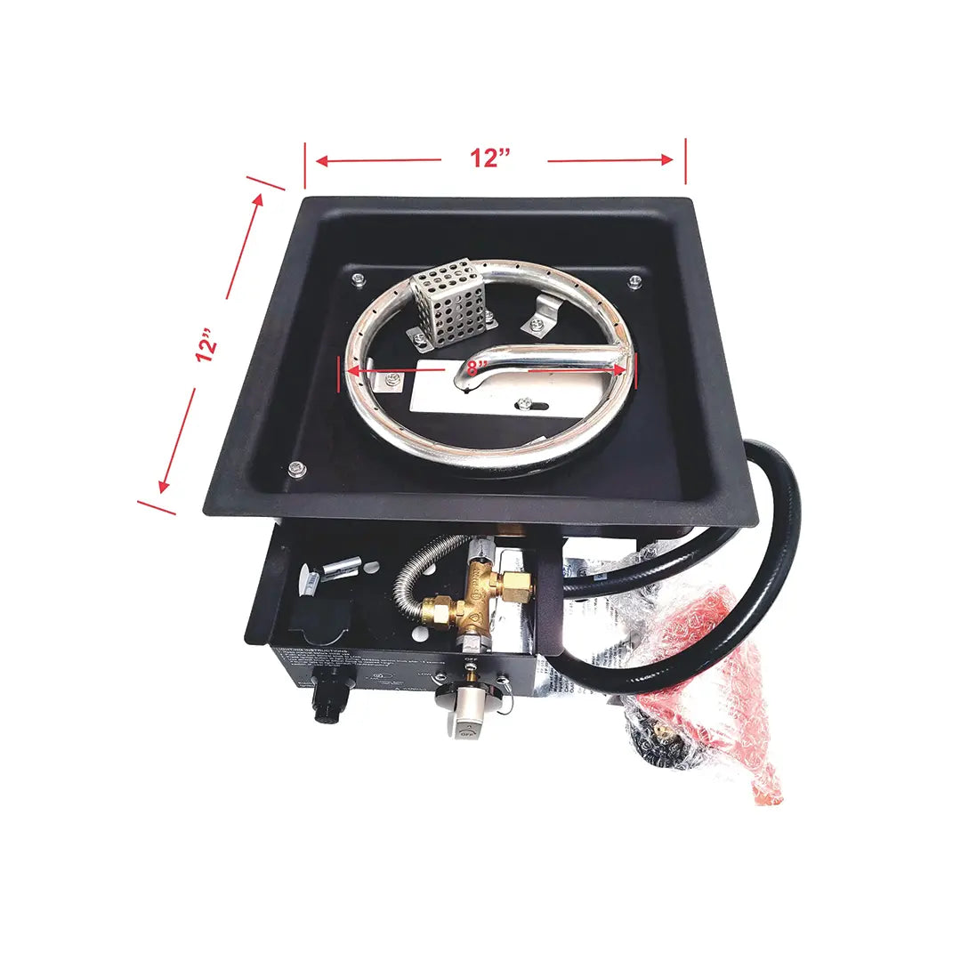 Fire Pit Burner 37,000 BTU, black square with stainless ring Fire Sense/Balkene Home on Tampa Home & Garden Store