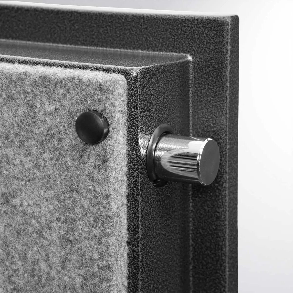FireShield fireproof compact safe with textured black steel body and chrome bolt on Tampa Home & Garden Store