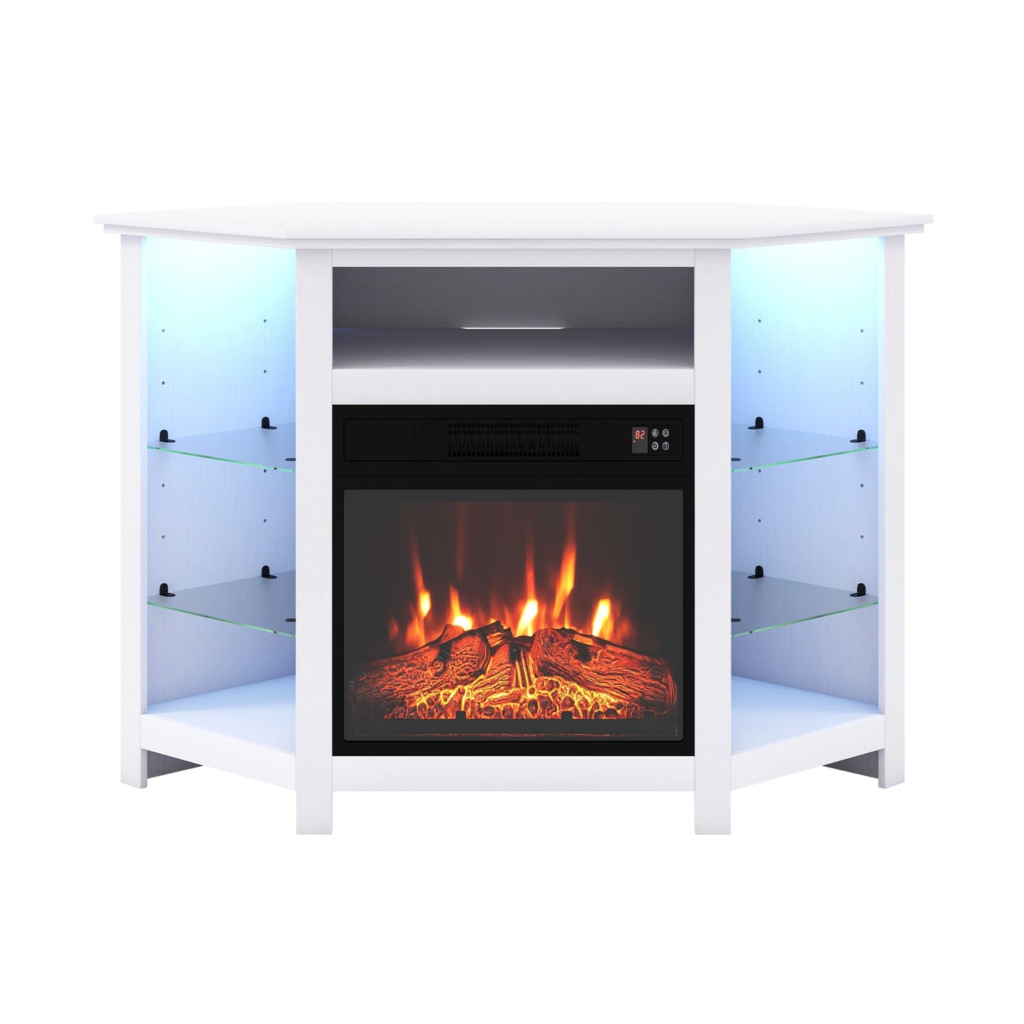 Fireplace Corner TV Stand with LED Lights and Smart APP Control for 50 Inches TV-Gray - Tampa Home & Garden Store