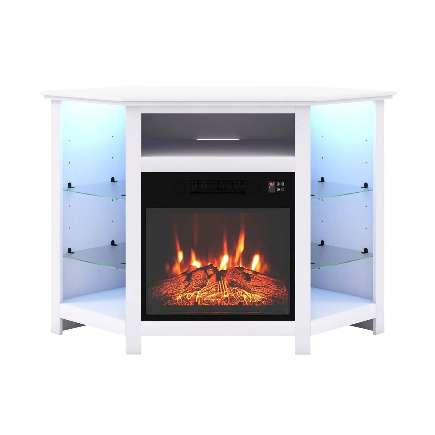 Fireplace Corner TV Stand with LED Lights and Smart APP Control for 50 Inches TV-Gray - Tampa Home & Garden Store