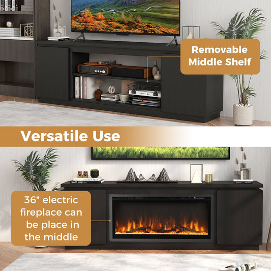 Fireplace TV Stand for TVs up to 80 Inch with 3 Adjustable Shelves - Tampa Home & Garden Store