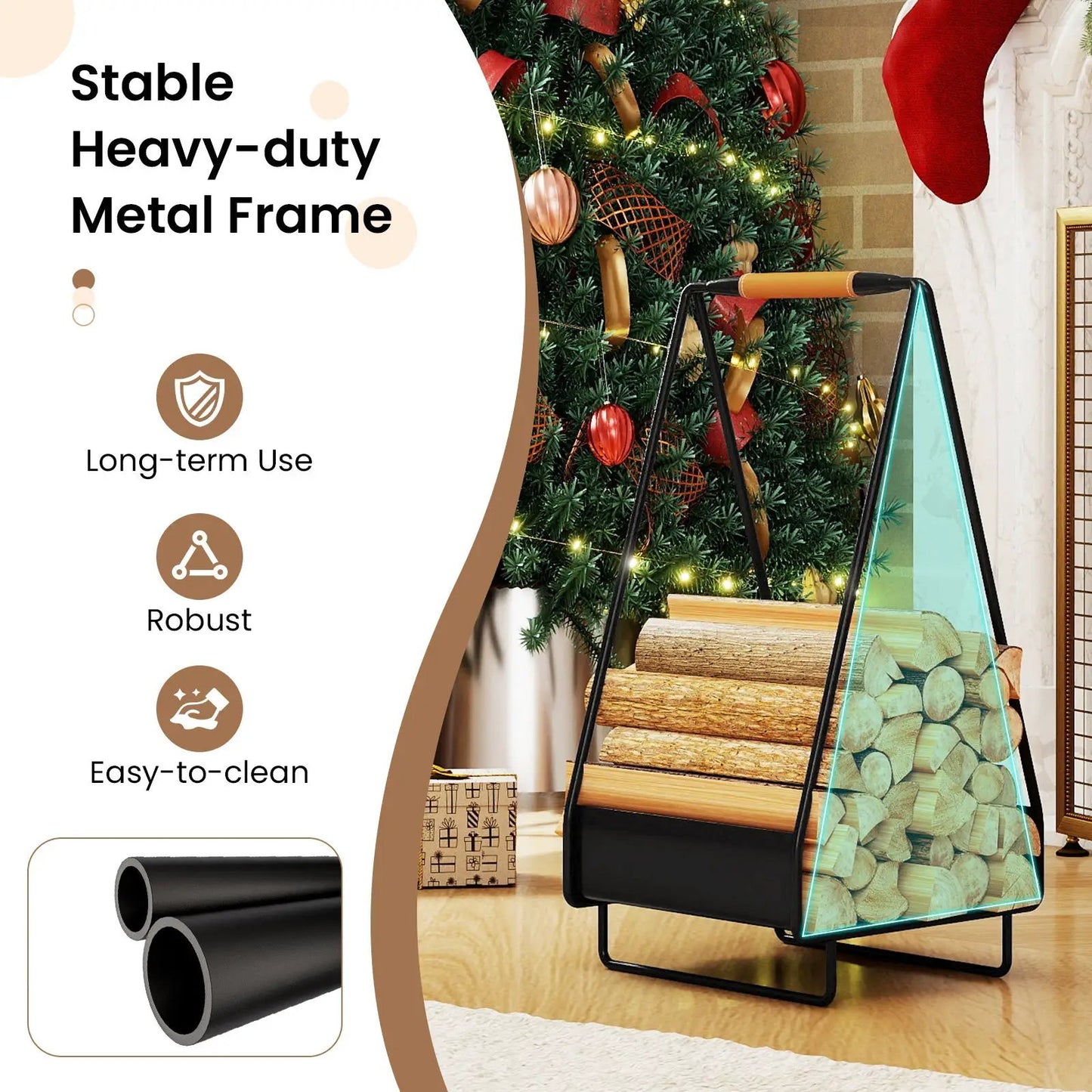 Firewood Storage Rack heavy-duty black metal frame with log storage DirectDeals on Tampa Home & Garden Store