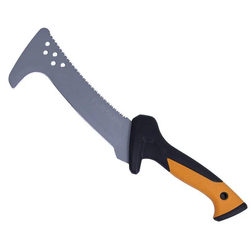 Fiskars brush axe pruning saw with serrated blade and orange grip on Tampa Home & Garden Store