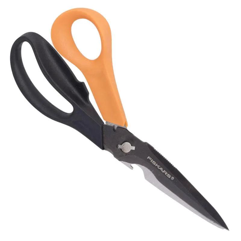 Fiskars Ultimate multipurpose scissors with orange and black handles and blades on Tampa Home & Garden Store