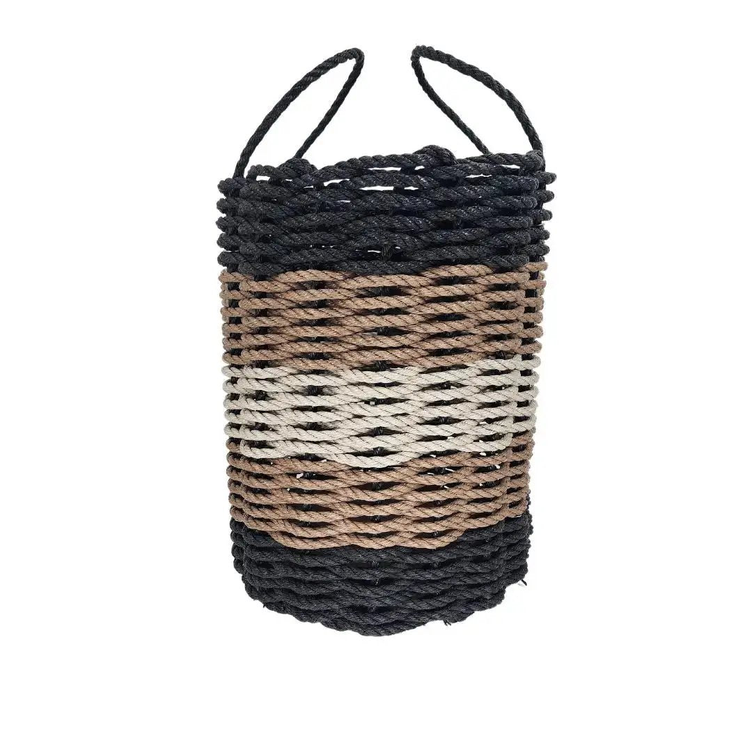 Five Stripe Rope Storage Basket black brown tan by Little Salty Rope on Tampa Home & Garden Store