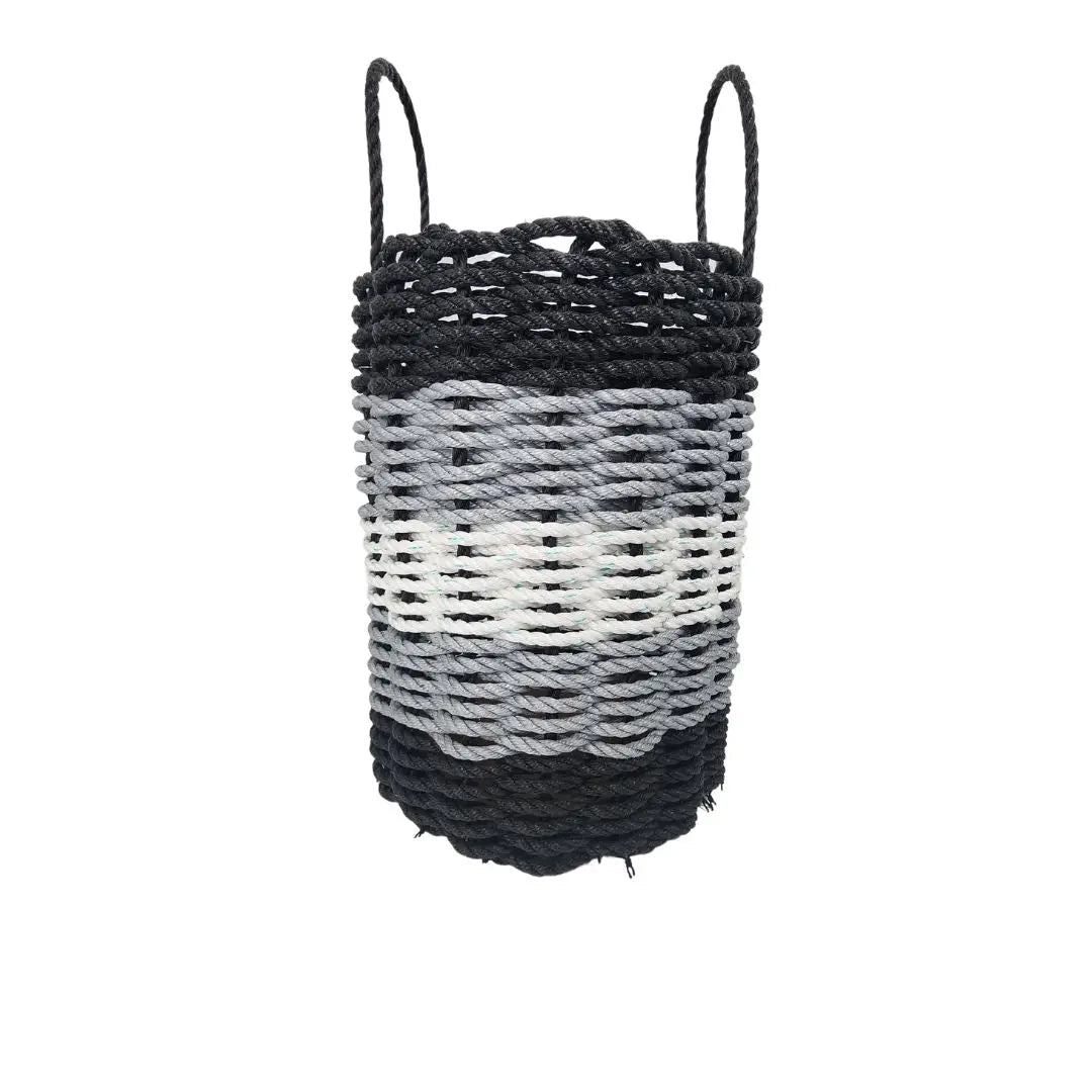 Five Stripe Rope Storage Basket Black, Gray and White
