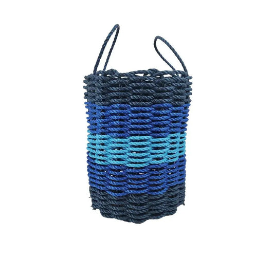 Five Stripe Rope Storage Basket Navy Blue with blue gradient body and two handles on Tampa Home & Garden Store