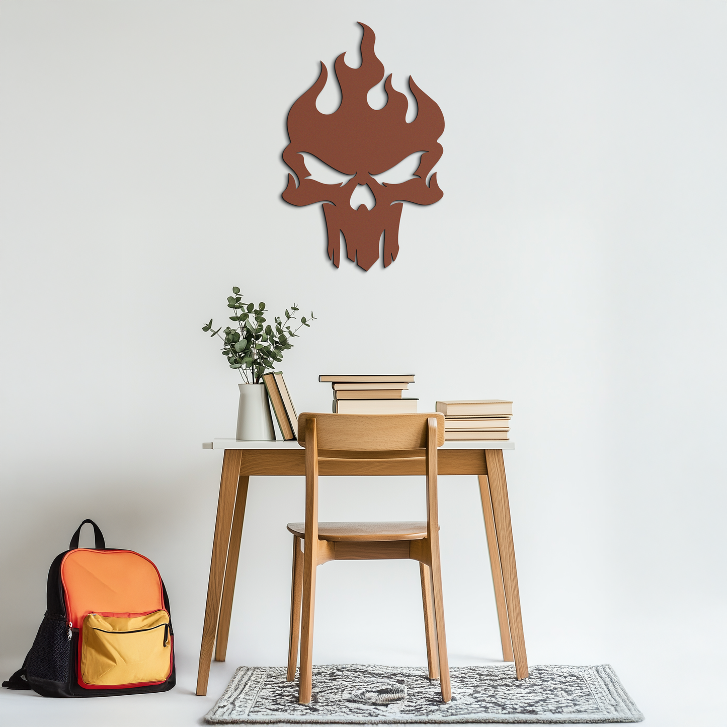Flaming Skull Metal Wall Art – Bold Gothic Flame Skull Design- KAF623 - Tampa Home & Garden Store