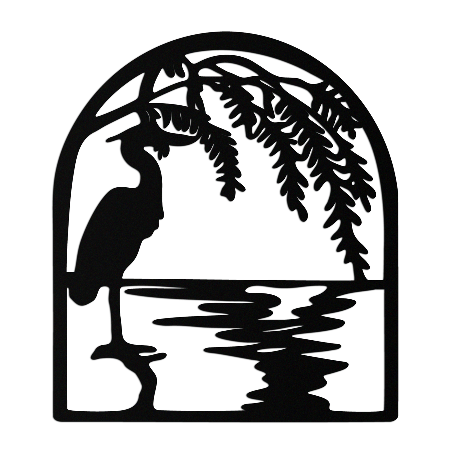 Flamingo Lake Scene Metal Wall Art – Tranquil Nature-Inspired Silhouette for Home Decor- KAF686 - Tampa Home & Garden Store