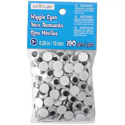Flat Back Wiggle Eyes 190 pc pack by Creatology; white plastic craft eyes with black pupils on Tampa Home & Garden Store