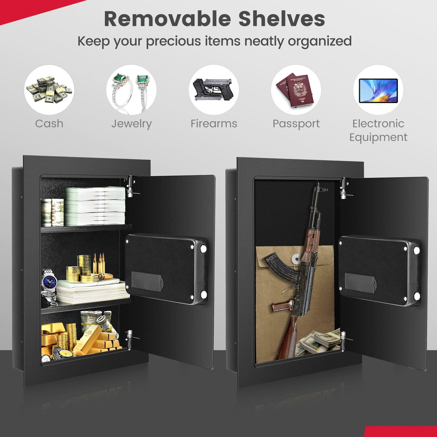 Digital Flat Recessed Wall Safe dual safes with gun and cash storage DirectDeals on Tampa Home & Garden Store