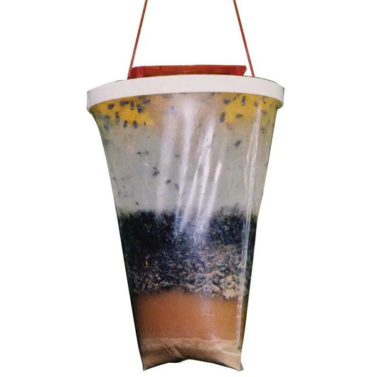 Flies Be Gone Fly Trap hanging bag, non-toxic outdoor pest control by Grow Organic on Tampa Home & Garden Store
