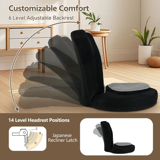 Floor Comfy Gaming Chair with Adjustable Headrest, black mesh seat by DirectDeals on Tampa Home & Garden Store