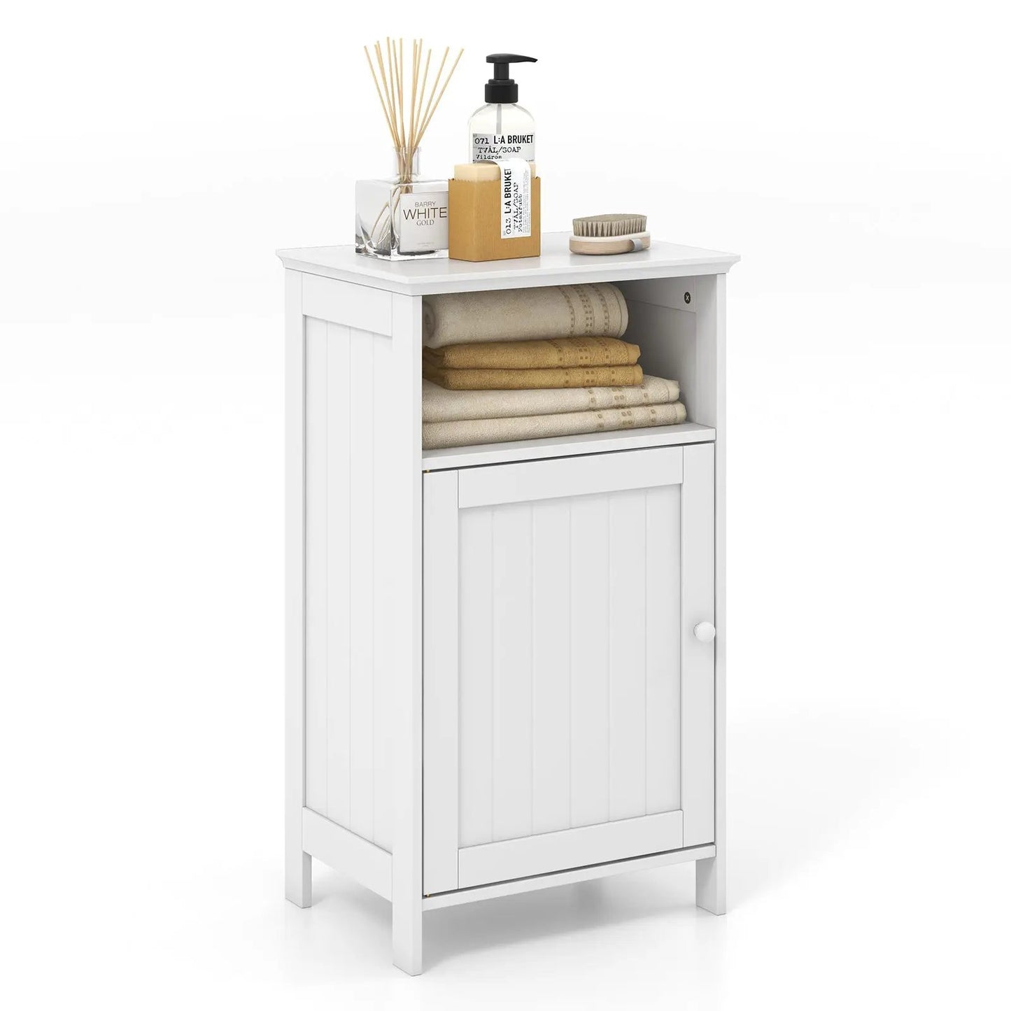 Bathroom Freestanding Floor Storage Cabinet with Adjustable Shelf-Black - Tampa Home & Garden Store