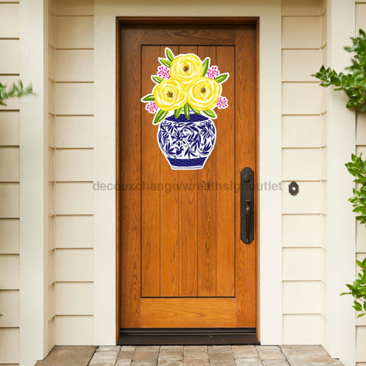Floral Door Hanger, Cut Bow Holes, wood sign, DECOE-W-903448, 22" Door Hanger - Tampa Home & Garden Store
