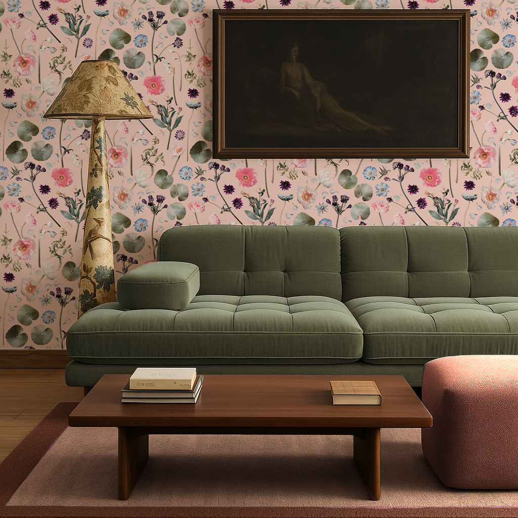 Floral Finds Wallpaper, pink - Tampa Home & Garden Store