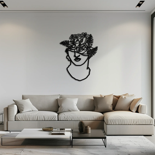 Floral Greek Statue Line Art Metal Wall Decor black finish Enova Art on Tampa Home & Garden Store