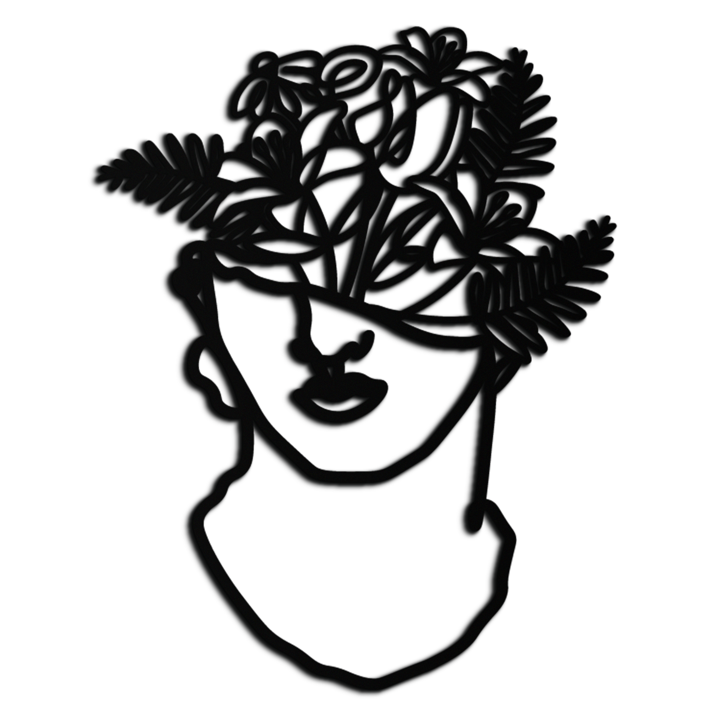 Floral Greek Statue Line Art – Modern Abstract Face Metal Wall Decor- KAF394 - Tampa Home & Garden Store