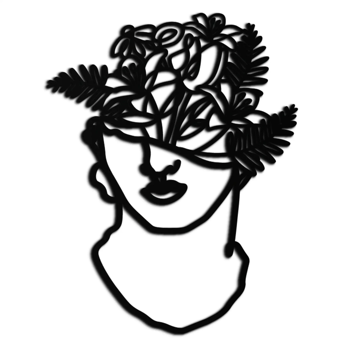 Floral Greek Statue Line Art metal wall decor, black modern silhouette by Enova Art on Tampa Home & Garden Store