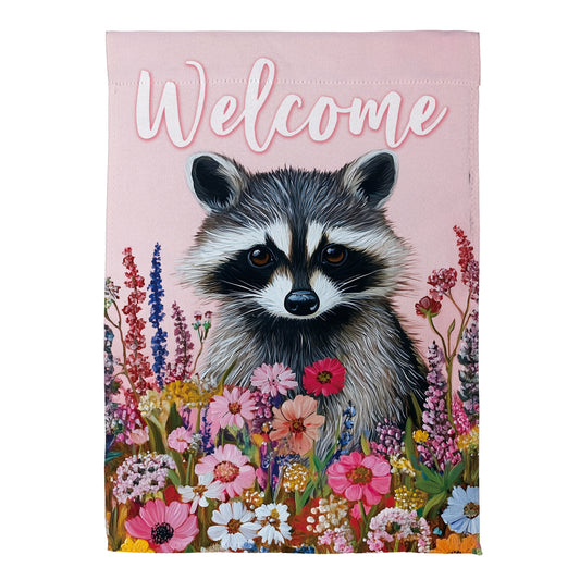 Floral Raccoon Suede Garden Flag - Tampa Home & Garden Store