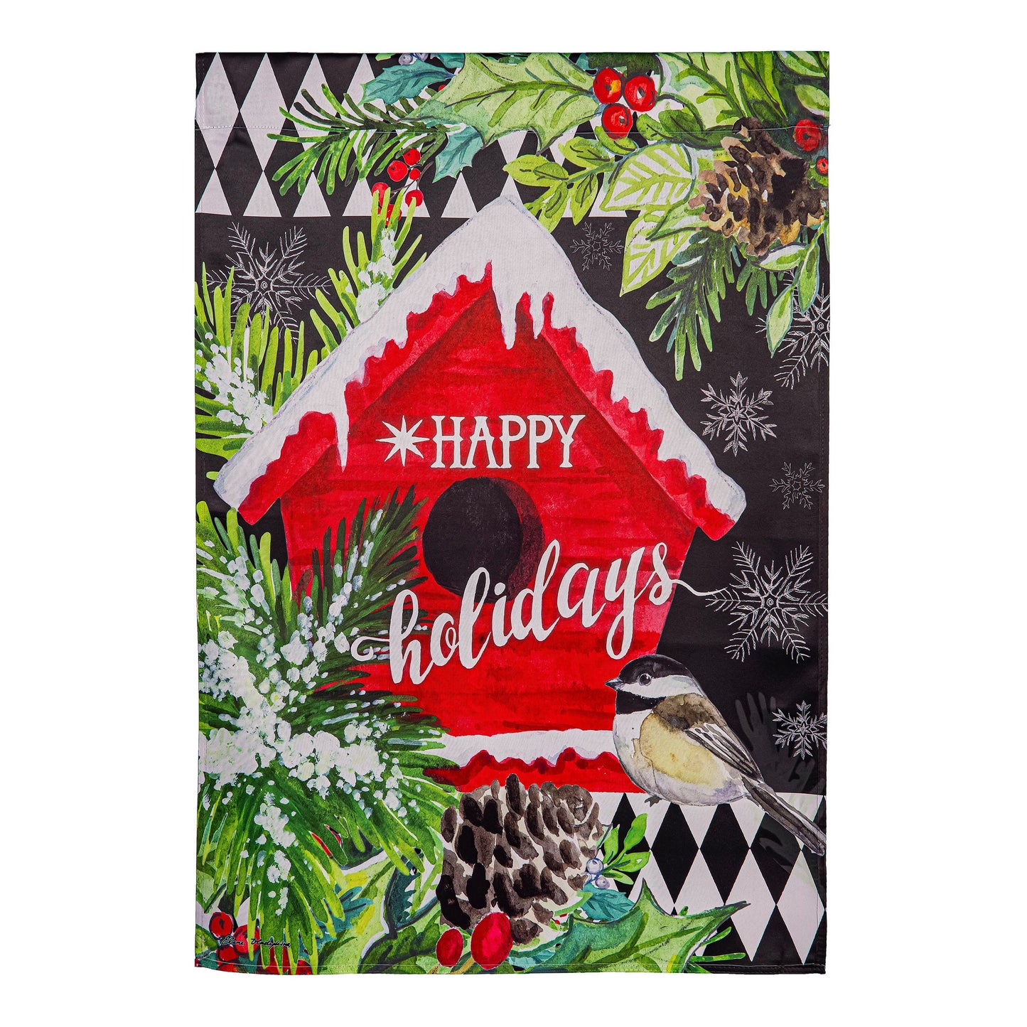 Floral Red Birdhouse Suede House Flag - Tampa Home & Garden Store